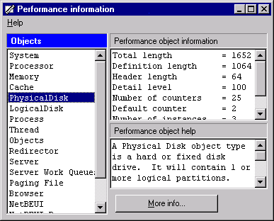 Performance Information screenshot