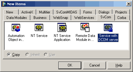New NT Service with DCOM Server support